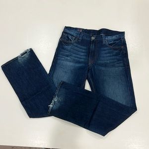 LUCKY BRAND Vintage Straight Size 32 W x 34L Distressed Hem Dark Wash Jeans